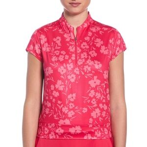 PGA TOUR Women's 2 Tone Floral Cap Sleeve Top Size M 🌺 Like new!